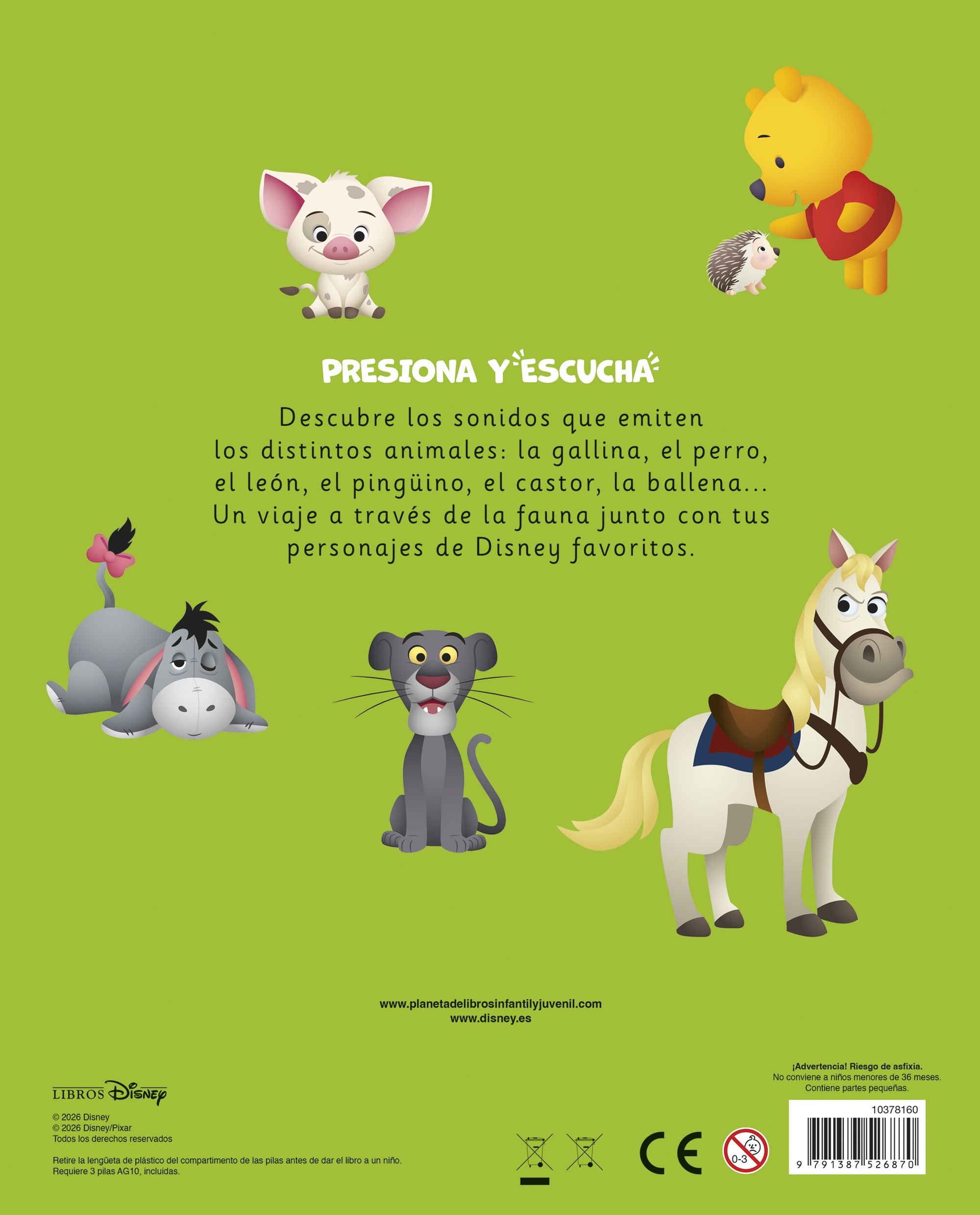 Miniatura contraportada Disney. Libro con sonidos. Animales