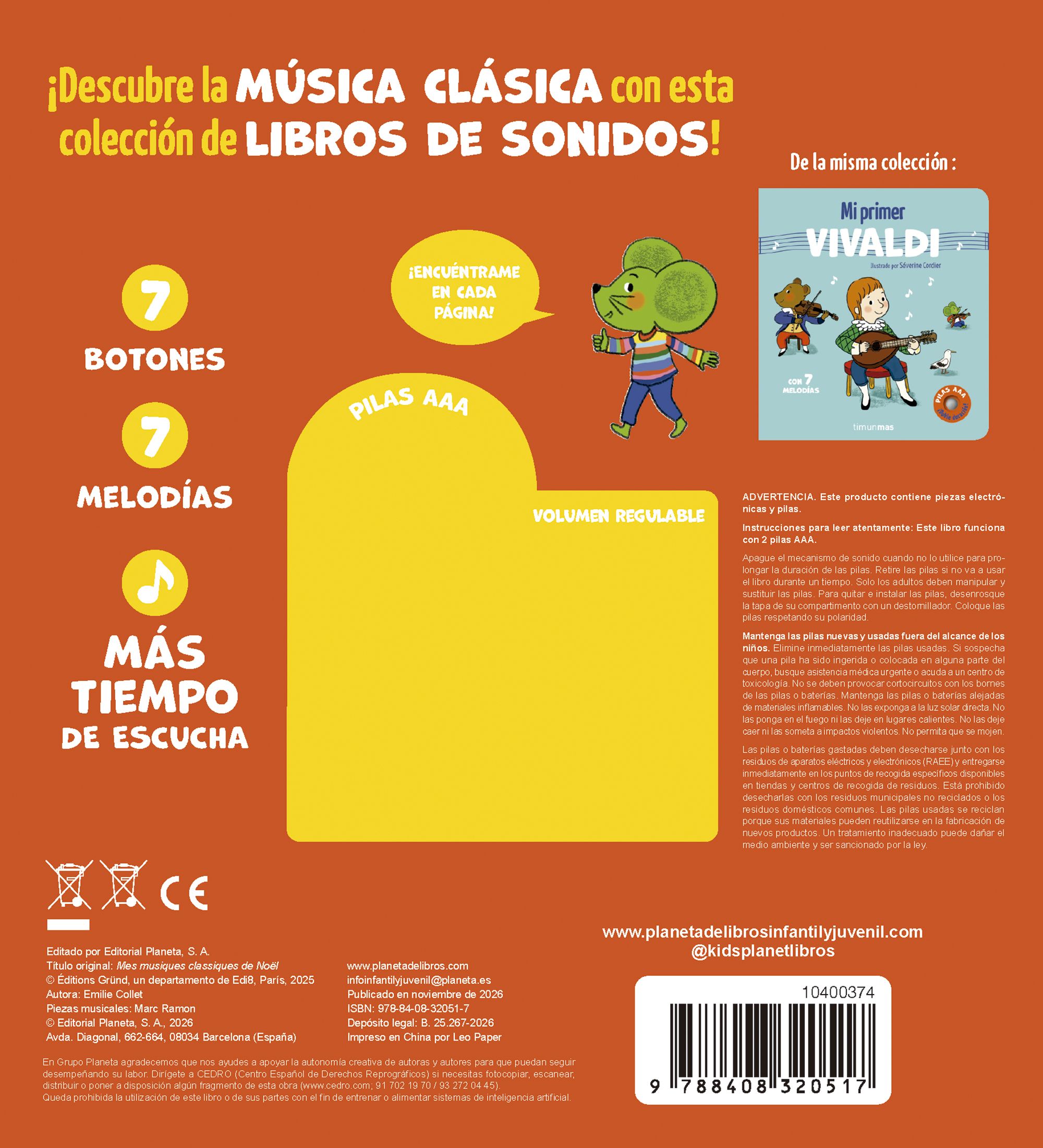 Miniatura contraportada Mis melodías clásicas de Navidad. Con 7 melodías