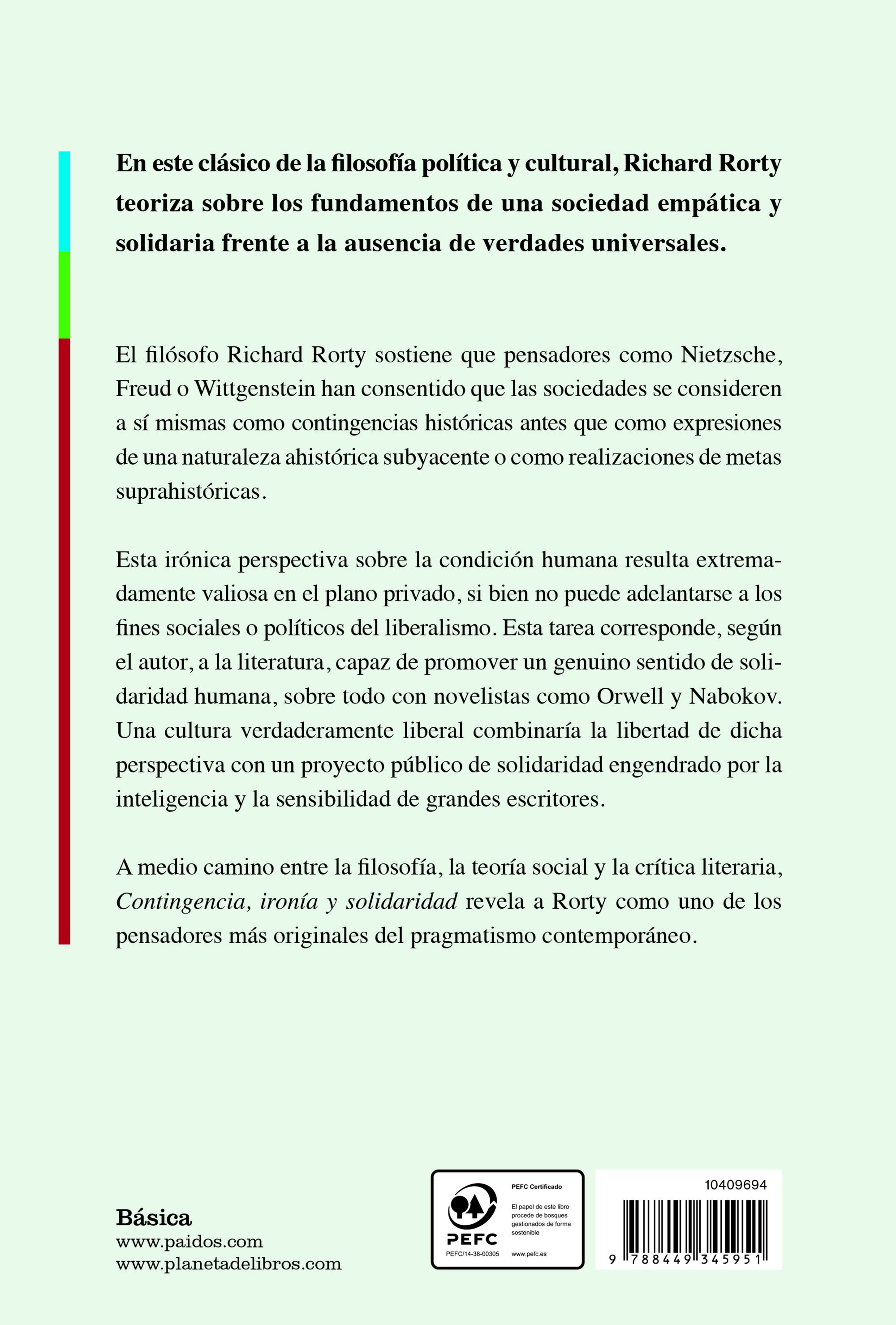 Miniatura contraportada Contingencia, ironía y solidaridad