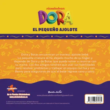 Contraportada Dora. El pequeño ajolote