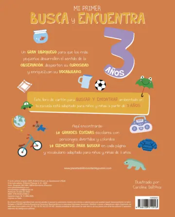 Contraportada Mi primer busca y encuentra. En la escuela. 3 años