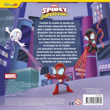 Contraportada Spidey y su superequipo. Telarañas brillantes