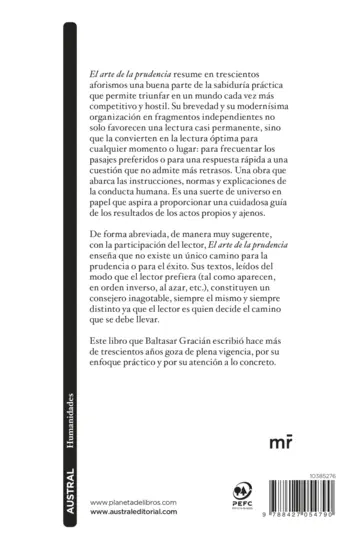Contraportada El arte de la prudencia