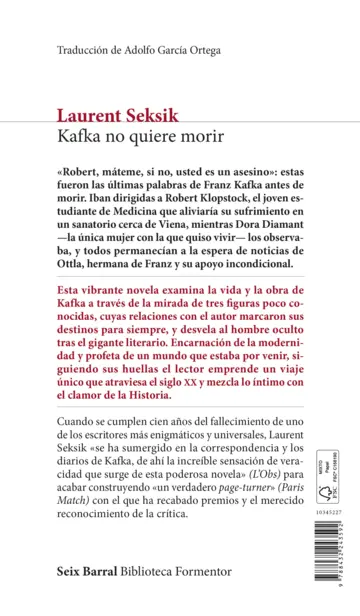 Contraportada Kafka no quiere morir