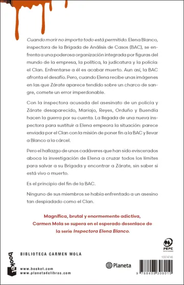 Contraportada El Clan (Inspectora Elena Blanco 5)