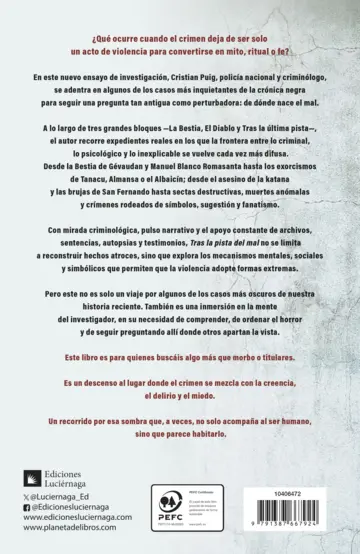 Contraportada Tras la pista del mal