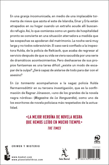 Contraportada La tormenta (Serie Inspectora Hulda, 3)