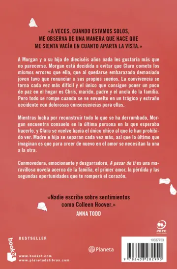 Contraportada A pesar de ti (Regretting You)