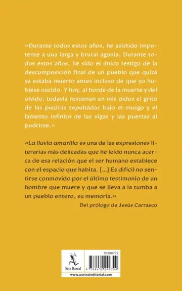 Contraportada La lluvia amarilla