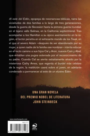 Contraportada Al este del Edén. (Edición con cartel de serie)
