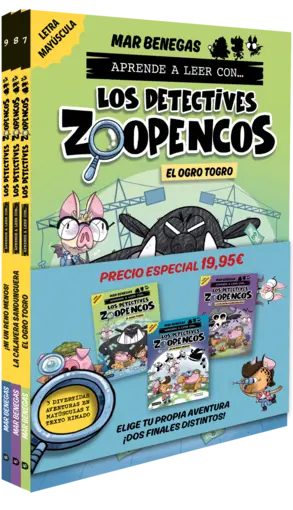Portada Pack Aprende a leer con... ¡Los Detectives Zoopencos! 7, 8 y 9: En letra MAYÚSCU