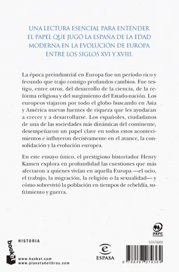 Contraportada España y la creación de la Europa moderna