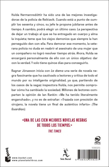 Contraportada La dama (Serie Inspectora Hulda 1)