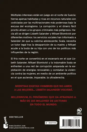 Contraportada Las garras del águila: una novela de Lisbeth Salander (Serie Millennium, 7)