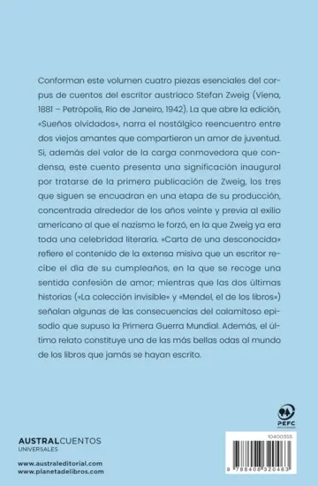 Contraportada Cuentos de Stefan Zweig