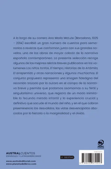 Contraportada Cuentos de Ana María Matute