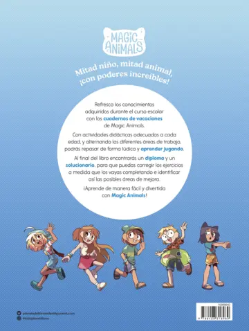 Contraportada Magic Animals. Cuaderno de vacaciones. 4º de Primaria