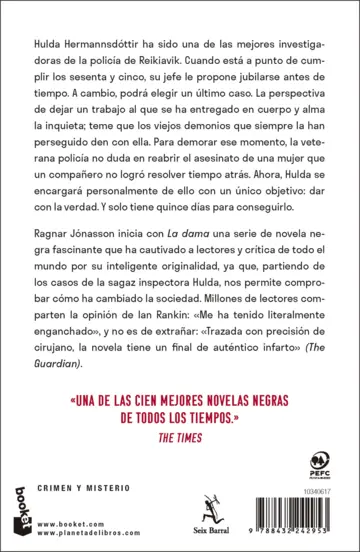 Contraportada La dama (Serie Inspectora Hulda 1)