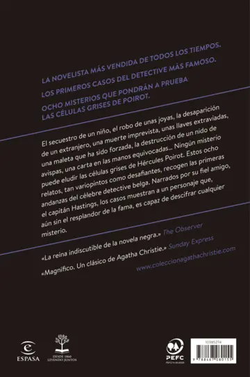 Contraportada Primeros casos de Poirot