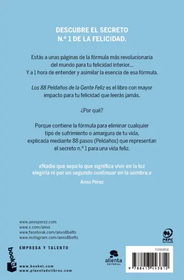 Contraportada Los 88 Peldaños de la Gente Feliz