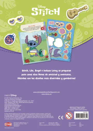 Contraportada Stitch. Vísteme con pegatinas