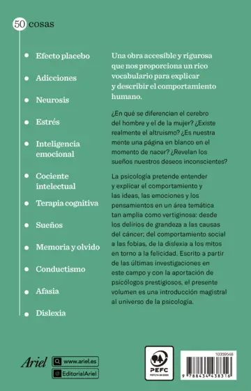 Contraportada 50 cosas que hay que saber sobre psicología