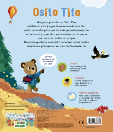 Contraportada Osito Tito. Mi primer libro de memoria. Estaciones