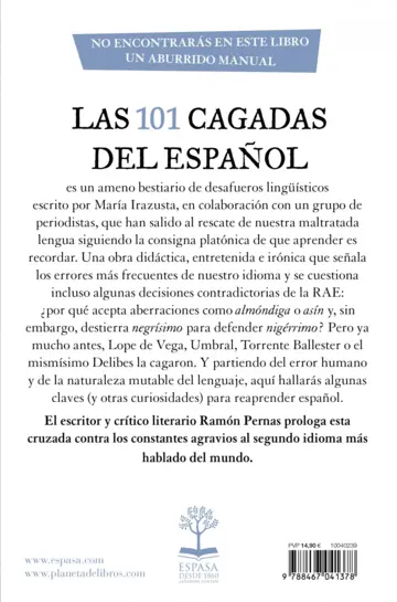 Contraportada Las 101 cagadas del español