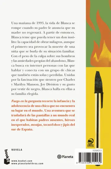 Contraportada Fuego en la garganta