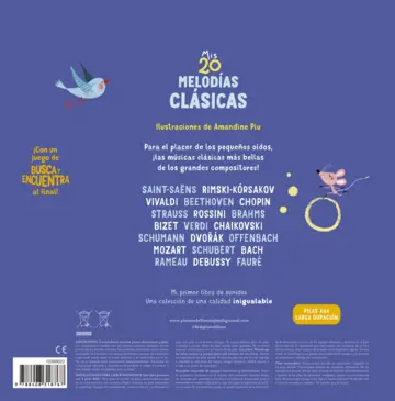 Contraportada Mis 20 melodías clásicas. Mi primer libro de sonidos