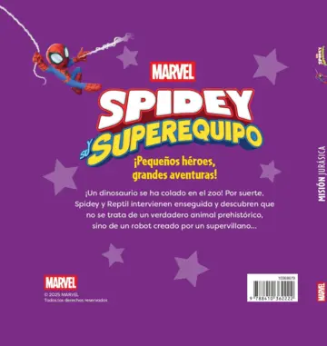 Contraportada Spidey y su superequipo. Misión jurásica