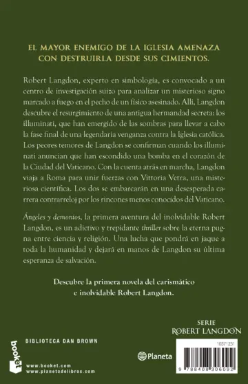 Contraportada Ángeles y demonios