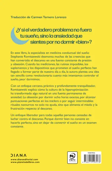 Contraportada Pensar menos para dormir más