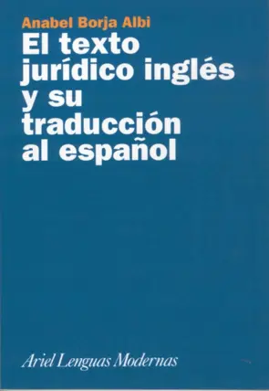 Portada El texto jurídico inglés y su traducción al español