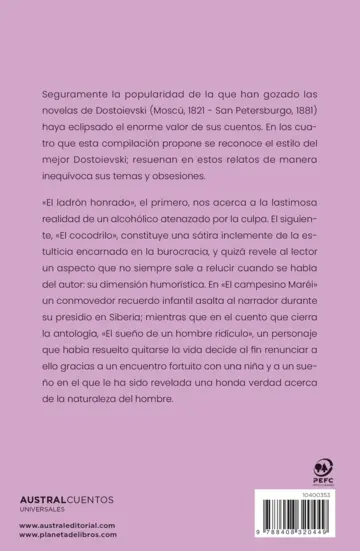 Contraportada Cuentos de Fiódor Dostoievski