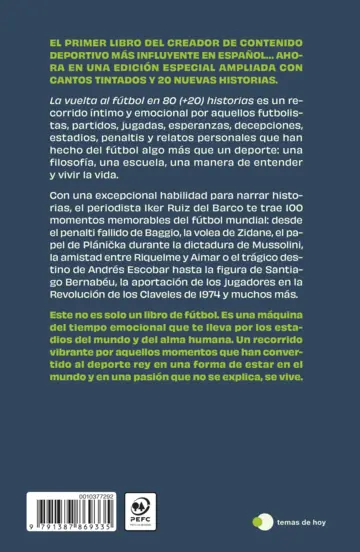 Contraportada La vuelta al futbol en 80 (+20) historias. Edición especial con cantos tintados