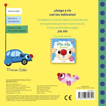 Contraportada Pip, pip. Vehículos. Libro con bocina