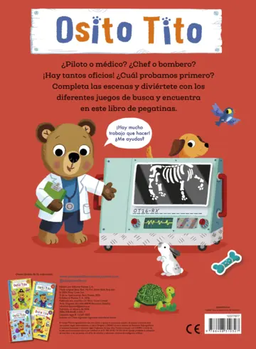 Contraportada Osito Tito. Mi primer libro de pegatinas. Oficios