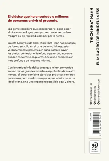 Contraportada El milagro de mindfulness