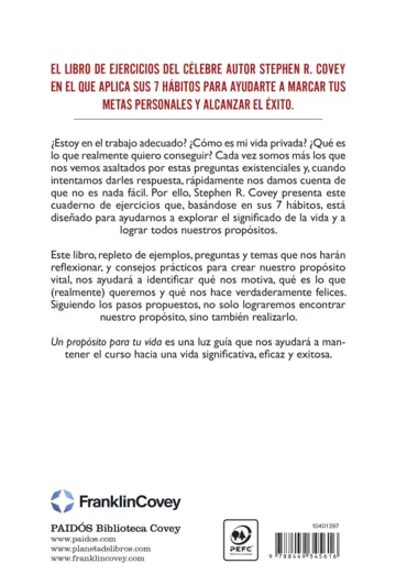 Contraportada Un propósito para tu vida