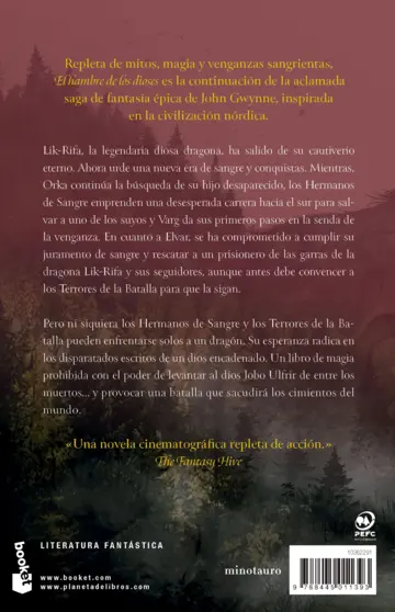 Contraportada El hambre de los dioses (Serie Hermanos de Sangre, 2)