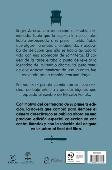 Contraportada El asesinato de Roger Ackroyd (Edición especial con cantos tintados)