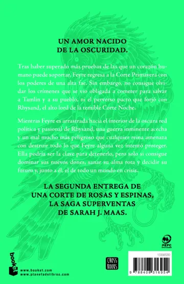 Contraportada Una corte de niebla y furia