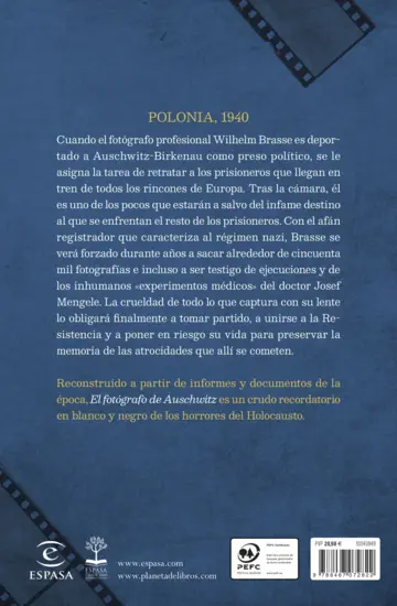 Contraportada El fotógrafo de Auschwitz (edición española)