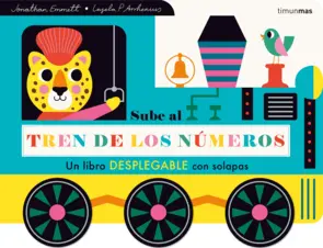 Portada Sube al tren de los números. Un libro desplegable con solapas