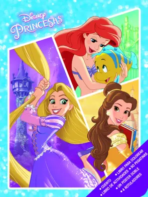 Portada Princesas. Caja metálica. Rapunzel, Ariel y Bella