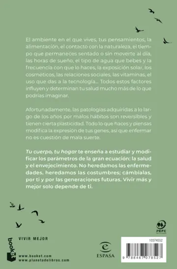 Contraportada Tu cuerpo, tu hogar. La longevidad depende de ti