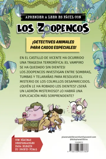 Contraportada Aprender a leer con... Los Detectives Zoopencos 12. El vampiro sin dientes