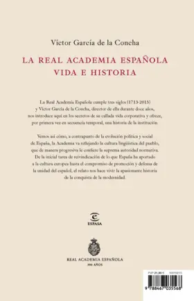 Contraportada La Real Academia Española. Vida e historia
