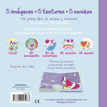Contraportada El unicornio mágico. Toca y escucha
